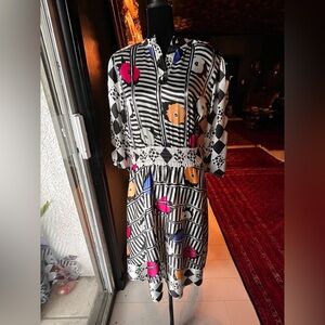 Vintage Diane Freis Colorful Geometric Patterned Dress size small